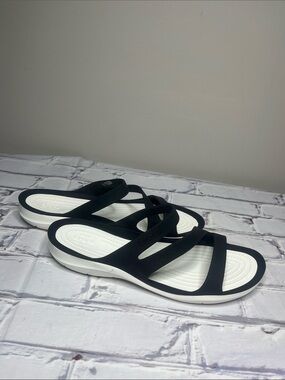 CROCS White and Black Swiftwater Sandal